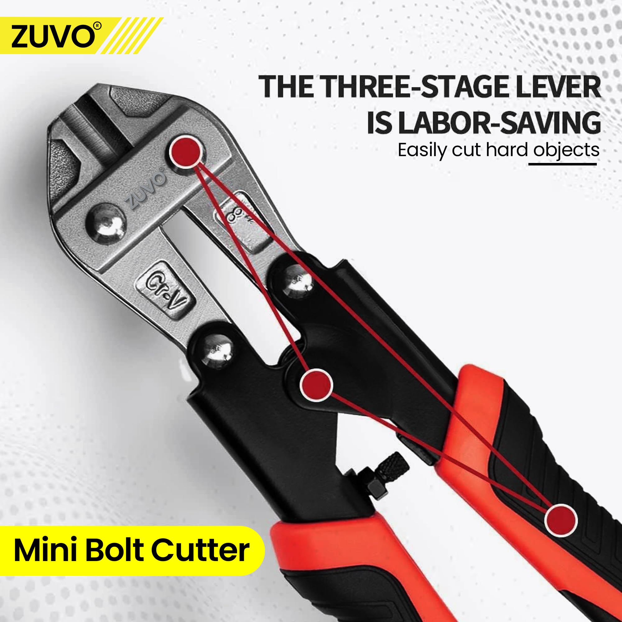 ZUVO Mini Bolt Cutter 8-Inch, Heavy-Duty Cr-V Wire & Cable Cutter - Image 3
