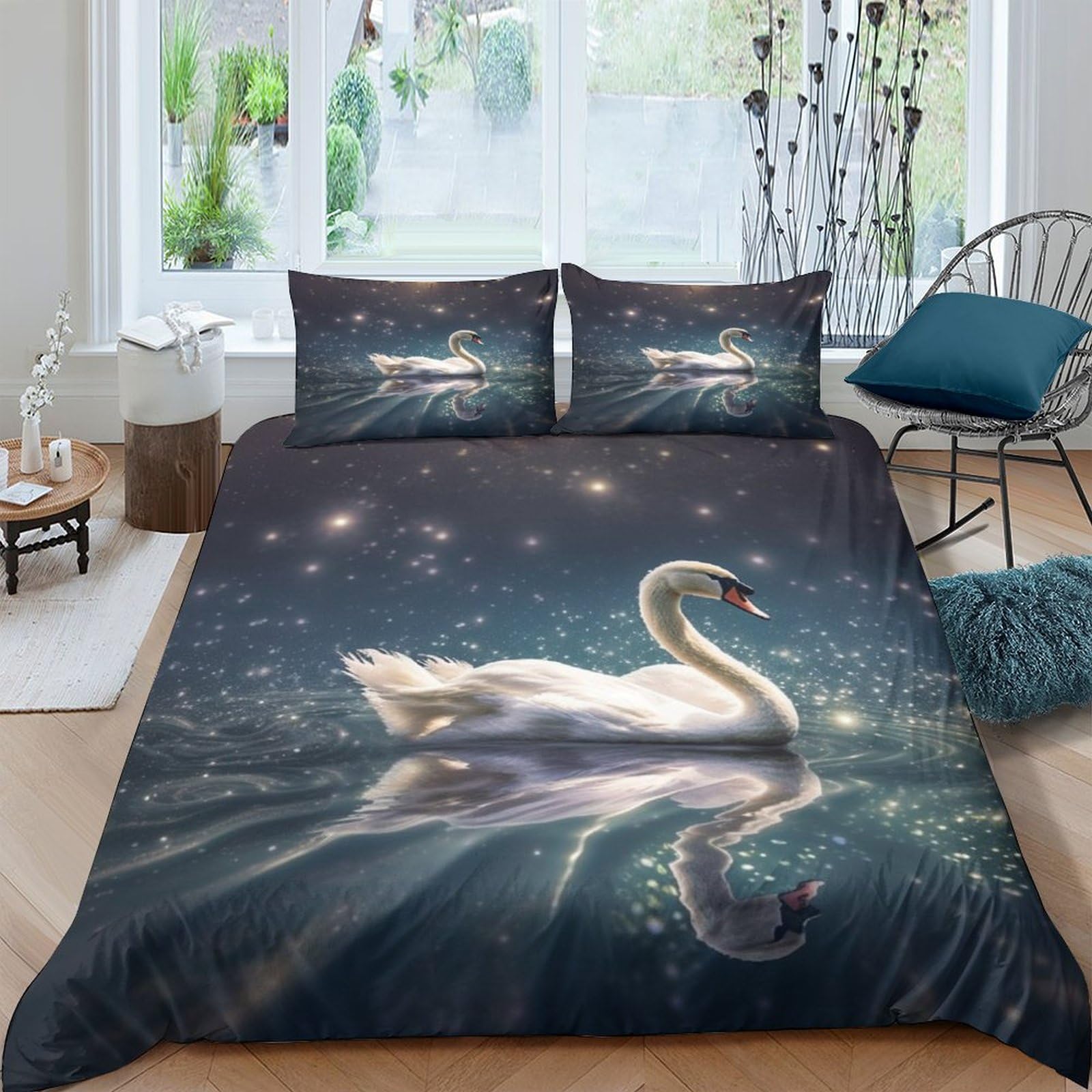 Housse de couette cygne 3D pour transformer votre chambre en un havre de paix cosy