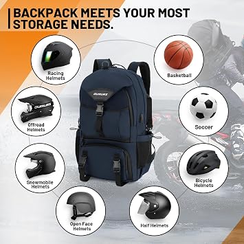 Oumurs 50L Motorcycle Helmet Backpack, Helmet Bag, Blue
