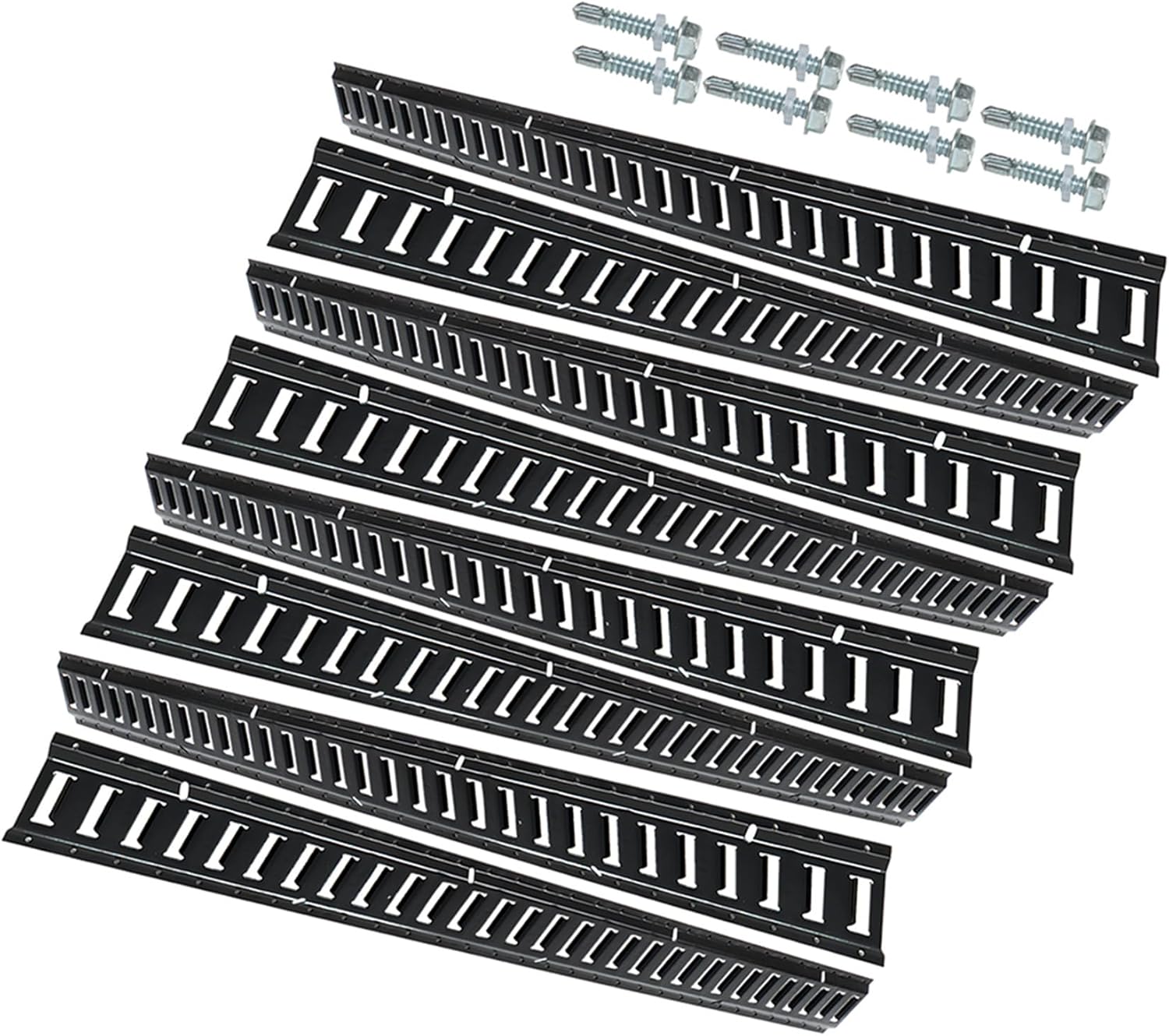 Silscvtt 8 PCS Powder Coat Black E Track Tie Down Rail Kit 5 Foot Heavy Loads Up to 2000 lbs for Garages Van Trailers Motorcycle Tie Downs