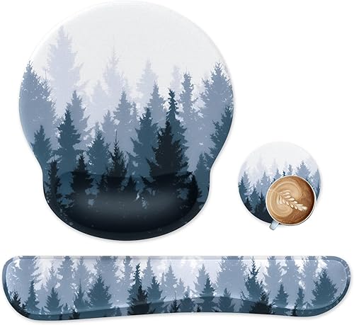 Miniatura 11 de iLeadon Alfombrilla de mouse con soporte para la muñeca, teclado y reposamuñecas, alfombrilla ergonómica con base antideslizante para computadora,
