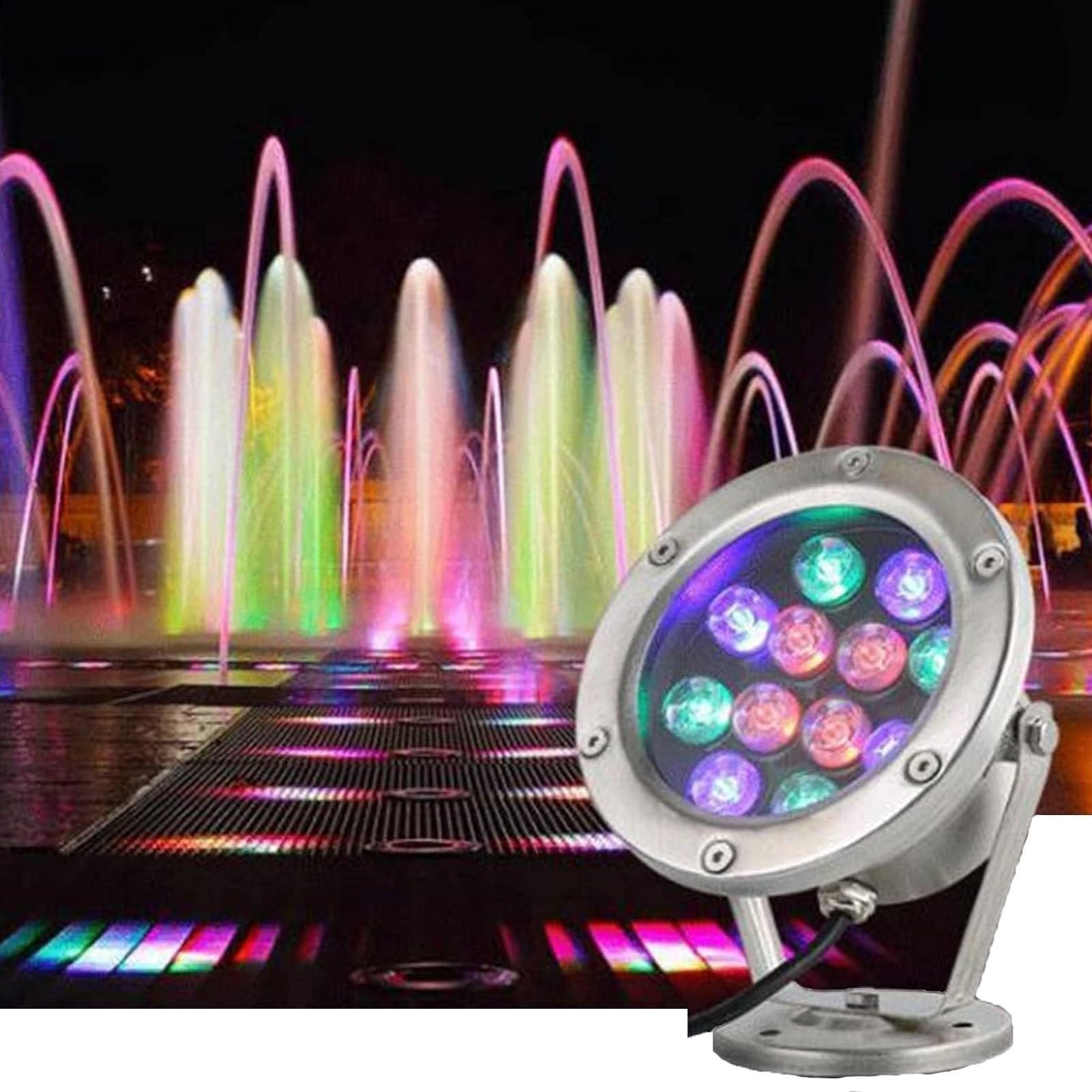 Reflektor obrotowy-reflektor podwodny do oczka wodnego,reflektor LED 12 V,wodoodporna lampa podwodna LED do basenu IP68,regulowany uchwyt 180° do lampy naziemnej