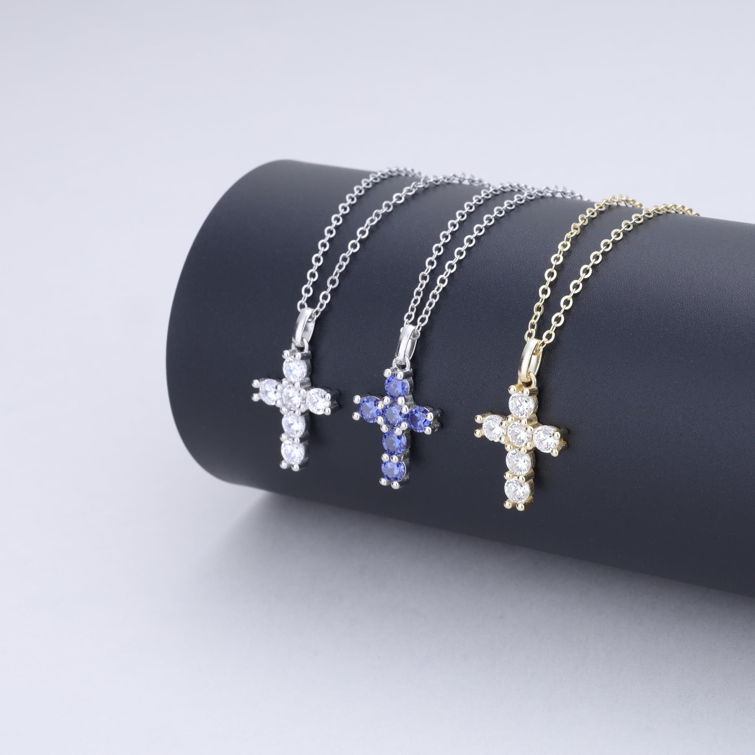 GAVU Collier Argent 925 Femme, Croix Chrétienne Femme, Collier Confirmation, Pendentif Zircone Cubique