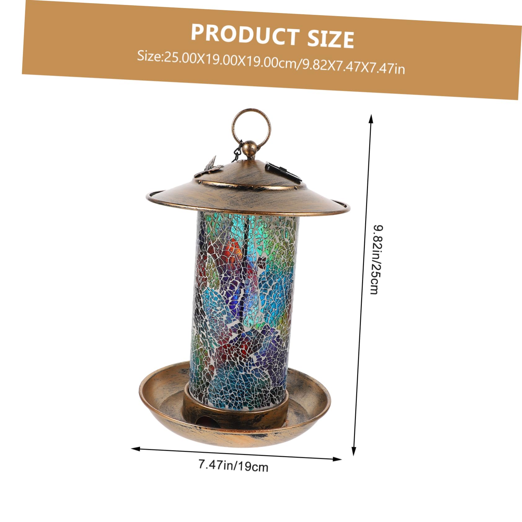 Happyyami Solarbetriebener Vogelfutterspender Im Mosaik-Stil Robuste Aluminiumlegierung Gartendekoration Heimtierbedarf