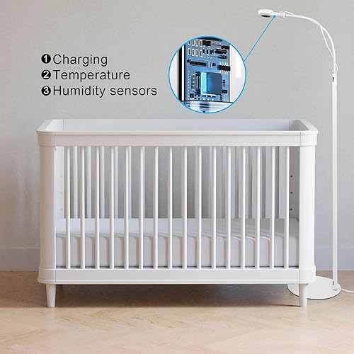 Miniatura 6 de Soporte de suelo para monitor de bebé Nanit Pro, soporte giratorio de cuello de cisne con altura ajustable y base estable, sin herramientas ni daños