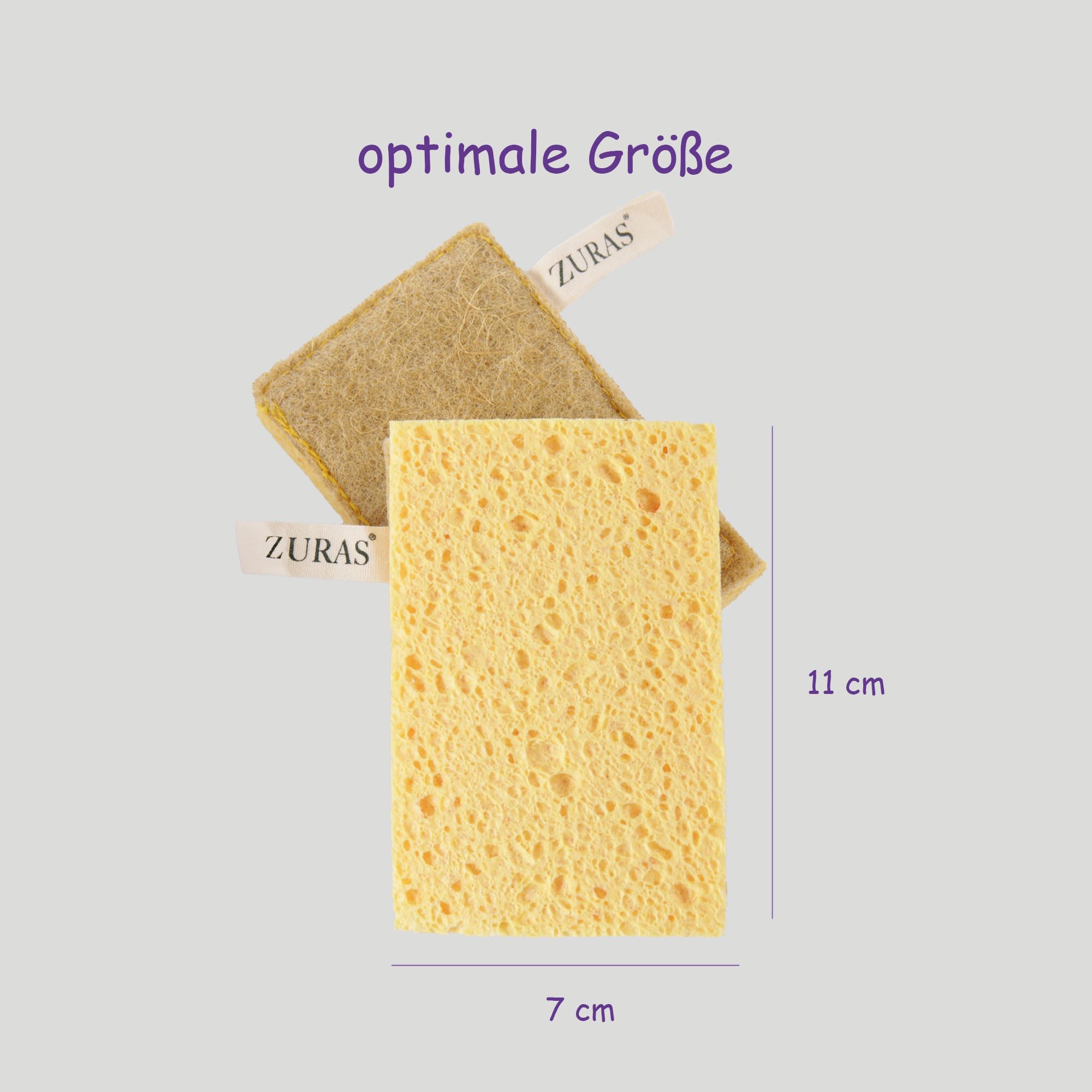 ZURAS 10 Éponges Nettoyage Naturelles En Fibres De Sisal – Éponges Végétaliennes Biodégradables, Vaisselle Cuisine Salle De Bain Écologique