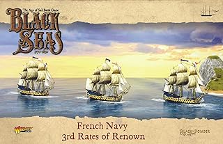 WarLord Black Seas The Age of Sail French Navy 3rd Rates of Renown for Black Seas Table Top Ship Combat Battle War Game 792012002, unpainted