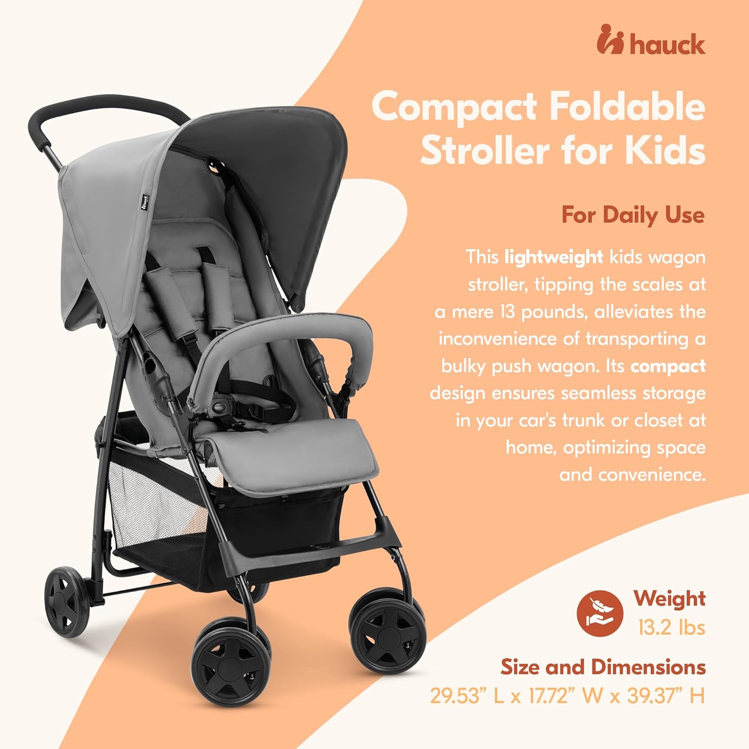 hauck Lightweight and Compact Travel Baby/Toddler Foldable Stroller, Sport, Grey image 2 of 9 B0DT4XL9QJ