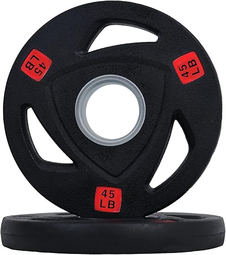 Fitvids Olympic - Placa de pesas de hierro fundido de 2 pulgadas para entrenamiento de fuerza y levantamiento de pesas, estilo de revestimiento de