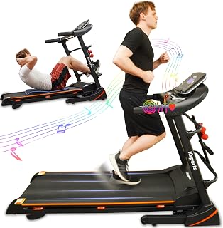 Ksports Foldable 16.5 Inch Cardio Fitness Portable Treadmill with Bluetooth Connectivity, LCD Display, and Tracking Apps for Home Gym Equipment, Black