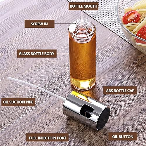 Miniatura 5 de AKOAK 1 pulverizador de aceite de cocina, dispensador de aceite de oliva de 3.5 fl oz, botella de vidrio transparente de grado alimenticio, para