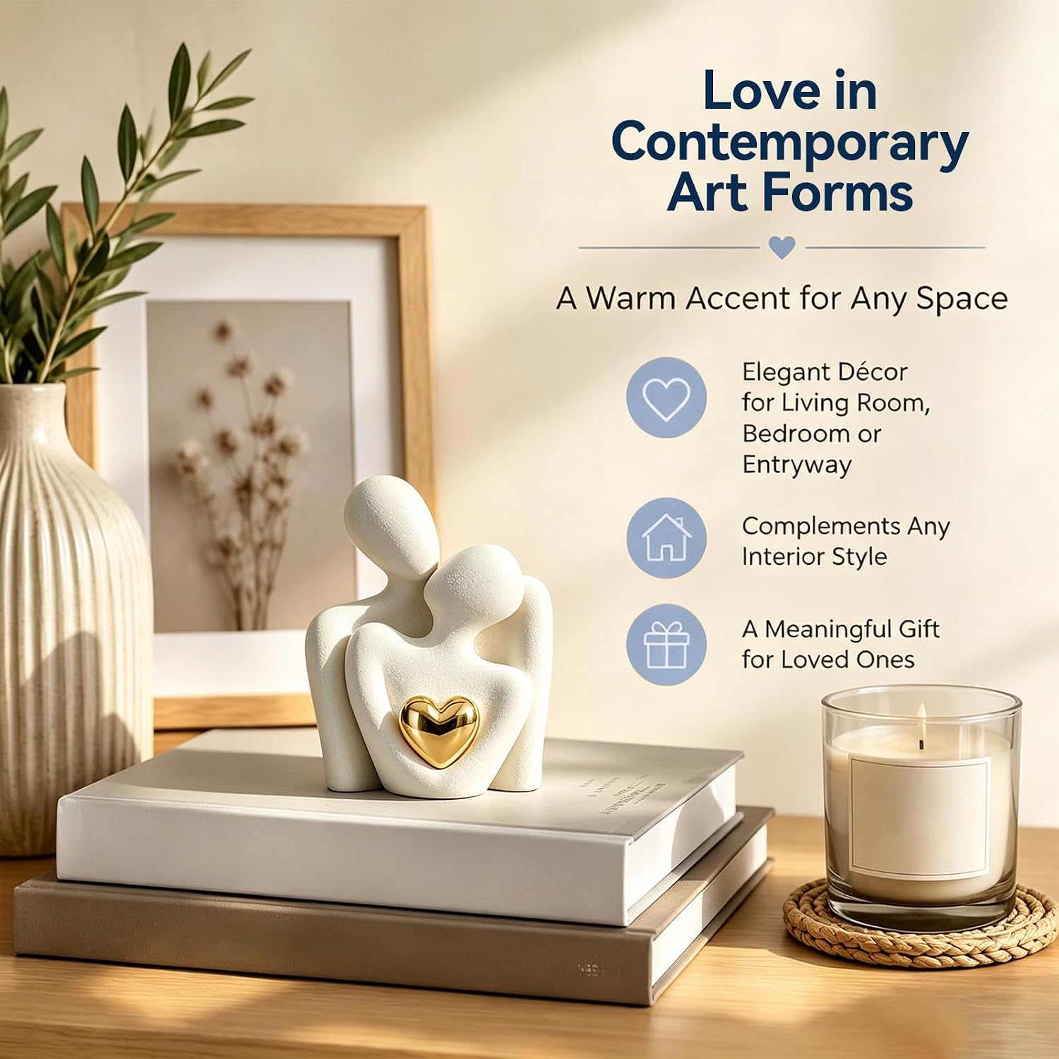 Couple of Lovers Statue, 9cm Ceramic Couple Hugging Statue Modern Ornaments Home Decorative Figurines for Wedding Anniversary Gift (S) image 3