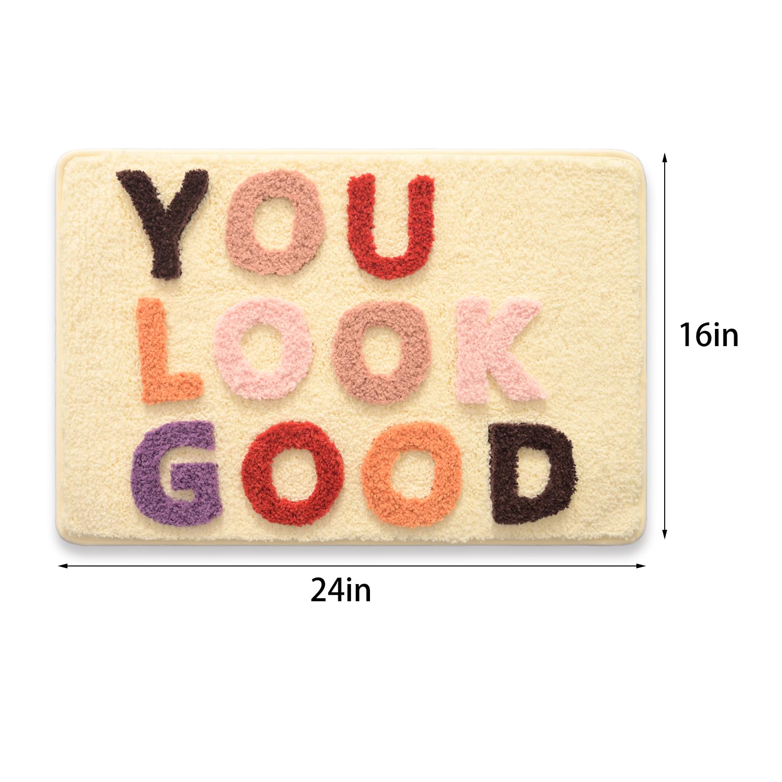QJHOMO Beige Bath Mat Non Slip Bath Mats for Bathroom Cute Bathroom Accessories You Look Good Bath Rug Extra Thick Bathmat Cool Decor Rugs - Image 2