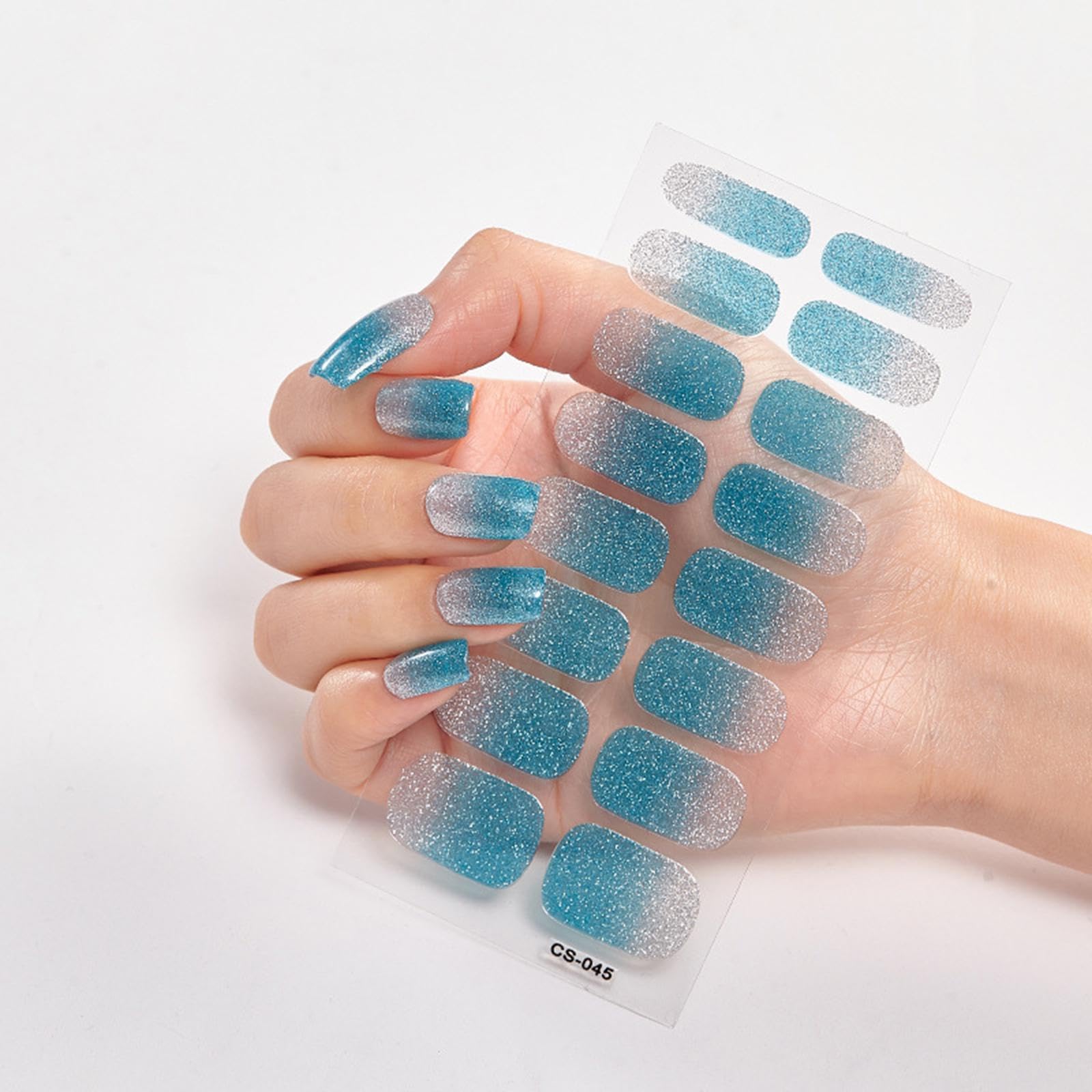 HEAVENGLOW 2Pcs Nail Stickers Press on Nails Glitter Nail Supplies for Home Nail Salons Style E-image-8
