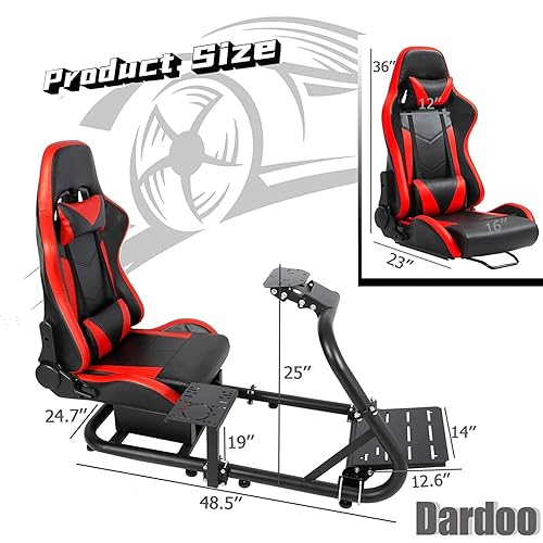 Miniatura 2 de Dardoo G920 Racing Simulator Cockpit with Seat Racing Wheel Stand with Shifter Lever Fits for Logitech G25 G27 G29 G920&G923 Thrustmaster T300RS TX