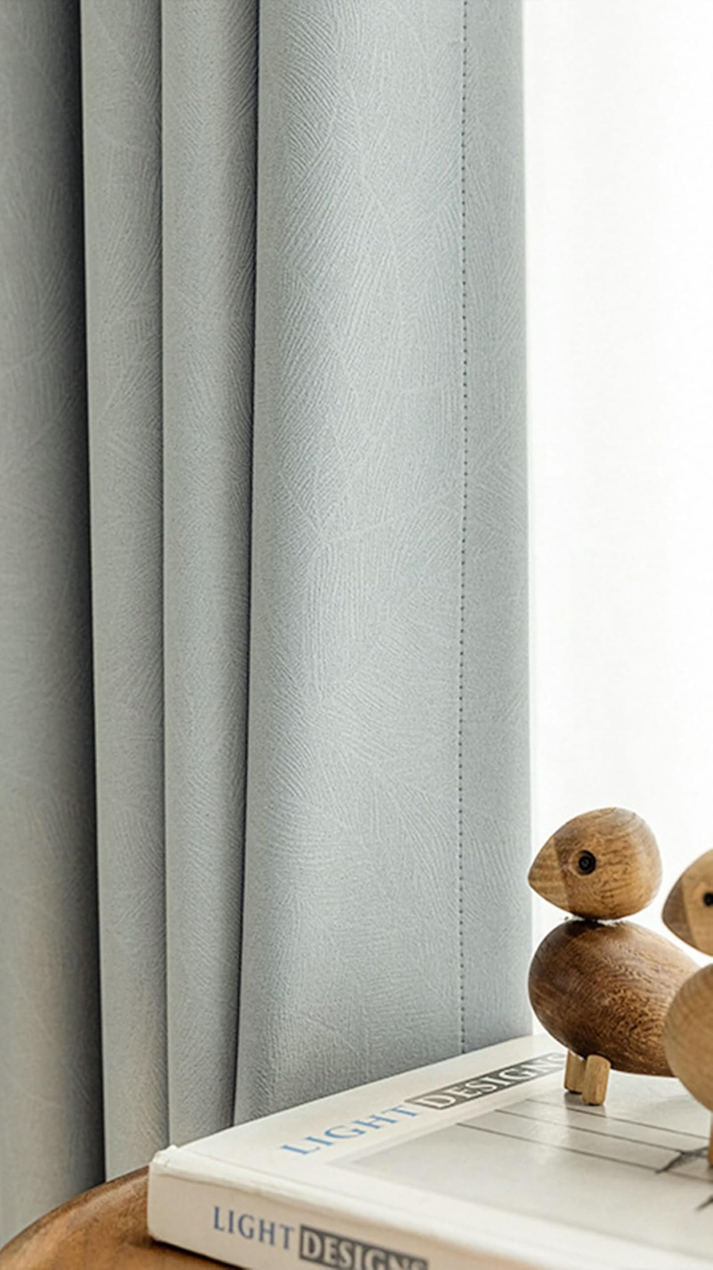 Rideaux gris argenté jacquard feuilles haut de gamme 86x138cm chenille