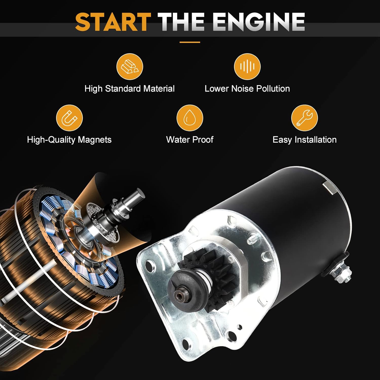 410-22003 Starter Compatible with Briggs 390838 391423, 392749 497594 497595 for John Deere AM122337 AM37352 AM39137 MIU13772 Replace SBS0001 78-4340, 98-9705