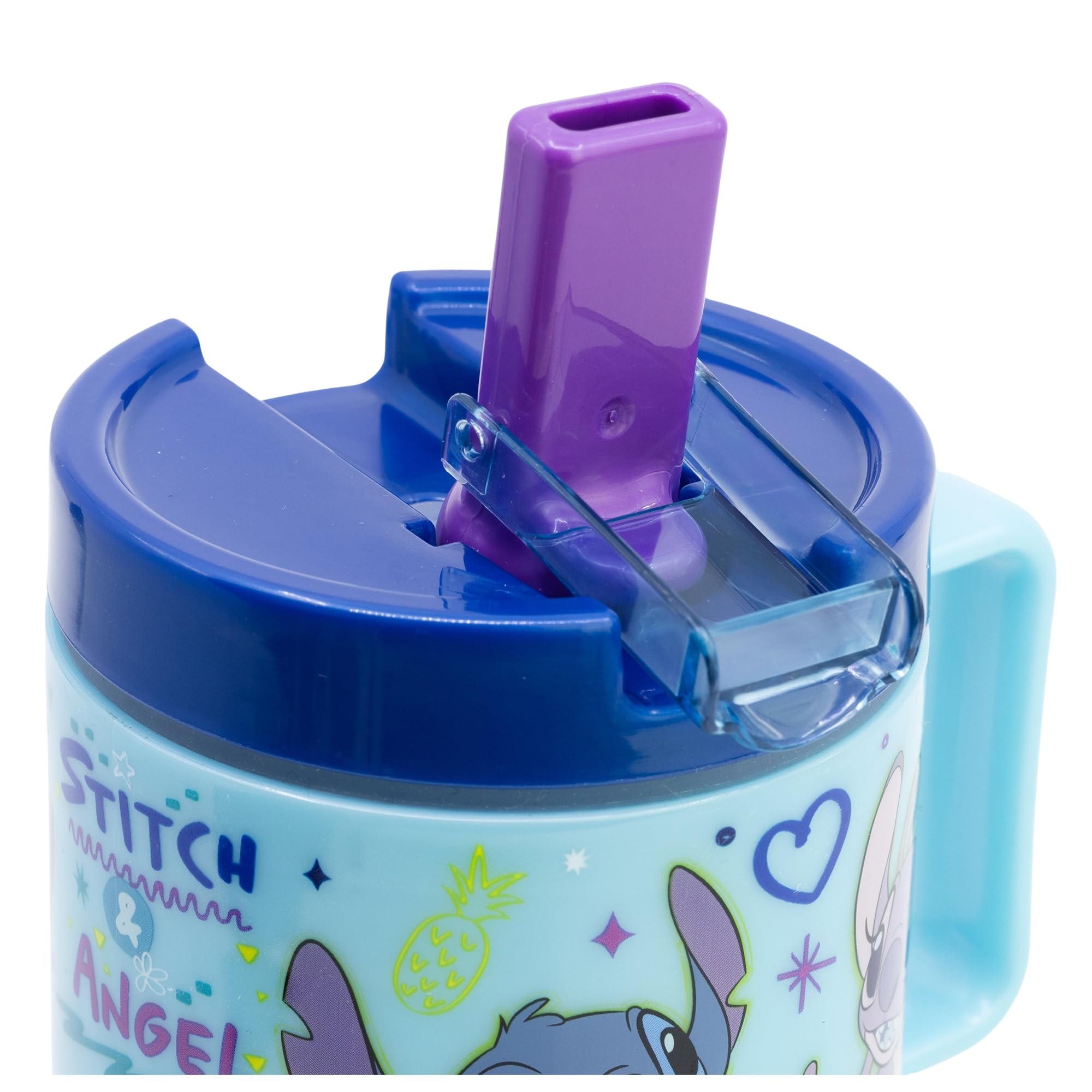 Stitch Kids’ Plastic Cup with lid 530 ml, Blue, Medium - Image 3