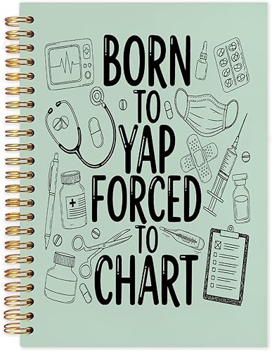 NATSUNO Green Funny Nurse Spiral Notebook Journal 5.5x8.3in, Nurse Appreciation 