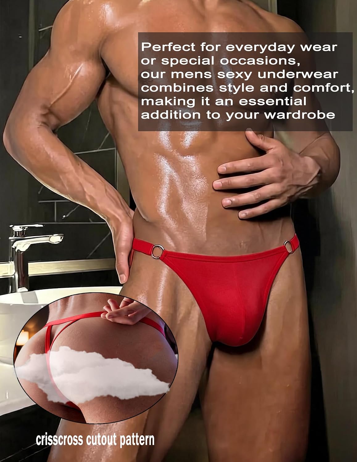 Avidlove Men's Lingerie Sexy Underwear Thong Briefs Low Rise T-back G-string