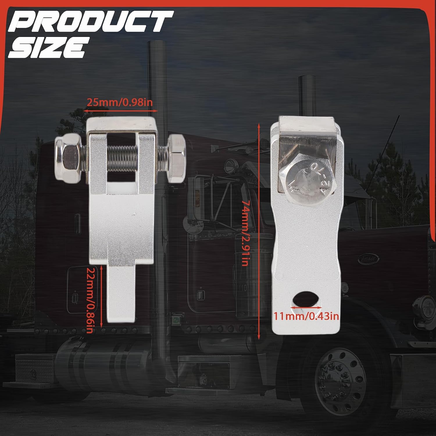 Aluminum Clutch Pedal Extender Compatible with Peterbilt 378 379 386 388 389 Trucks Brake Pedal Extenders Billet Aluminum Silver