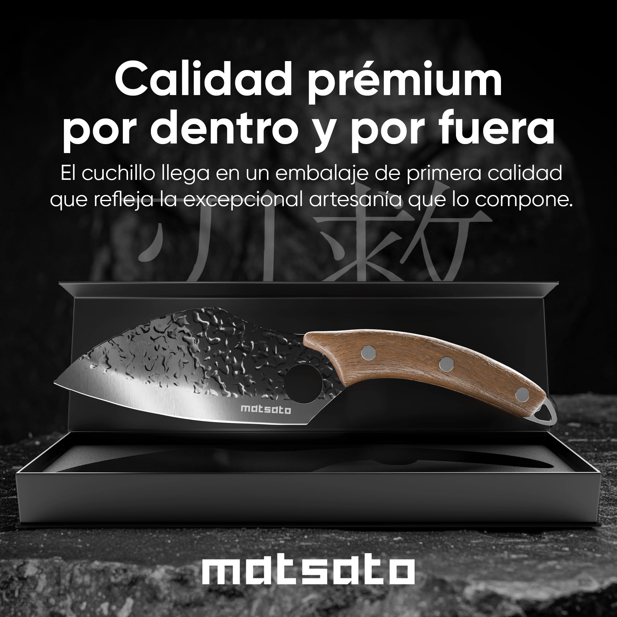 Matsato Cuchillo de Chef Profesional de Acero Damasco, Cuchillo de Cocina Multifuncional, Mango de Madera Ergonómico con Diseño de Agujero para Mejor Control