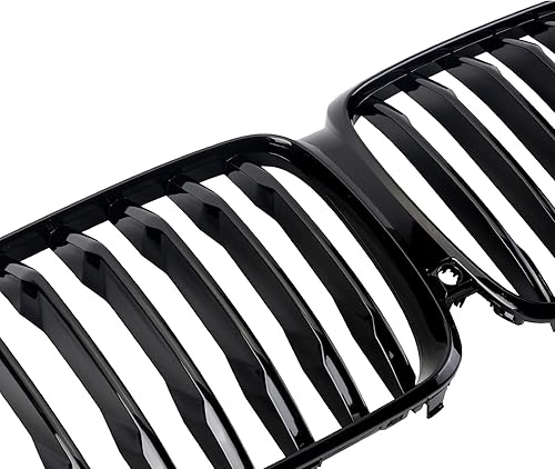 Miniatura 76 de Parrilla de riñón para parachoques delantero, color negro brillante, compatible con BMW X5 E70 X6 E71 2007-2014 doble listón doble línea Láminas