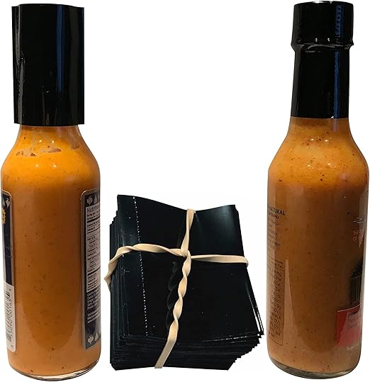 45 x 52 mm BLACK Perforated Shrink Band for Hot Sauce Bottles and Other Liquid Bottles Fits 3/4" to 1" Diameter - Pack of 250