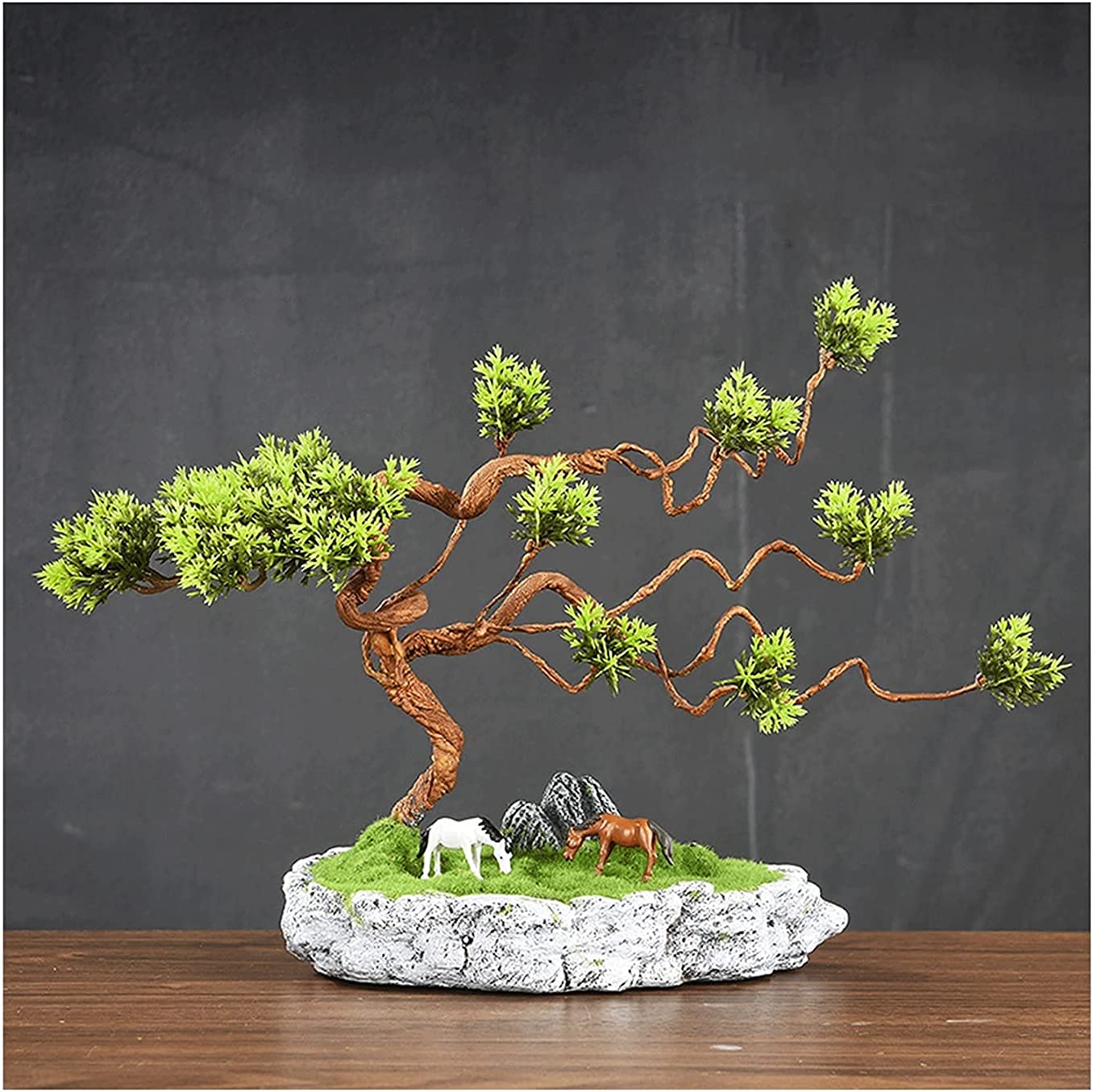 CAFIEDR Small Artificial Bonsai Tree Fake Bonsai, Pine Bonsai Plant Fake Bonsai, Suitable For Window Sill Garden Desktop Display, 9 Inches.