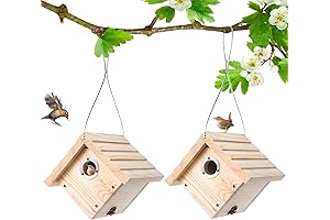 Dreyoo Bird House Bulk: 2 Pack Wren House, 1-1/8'' Entrance Hole Bird Houses for Outside