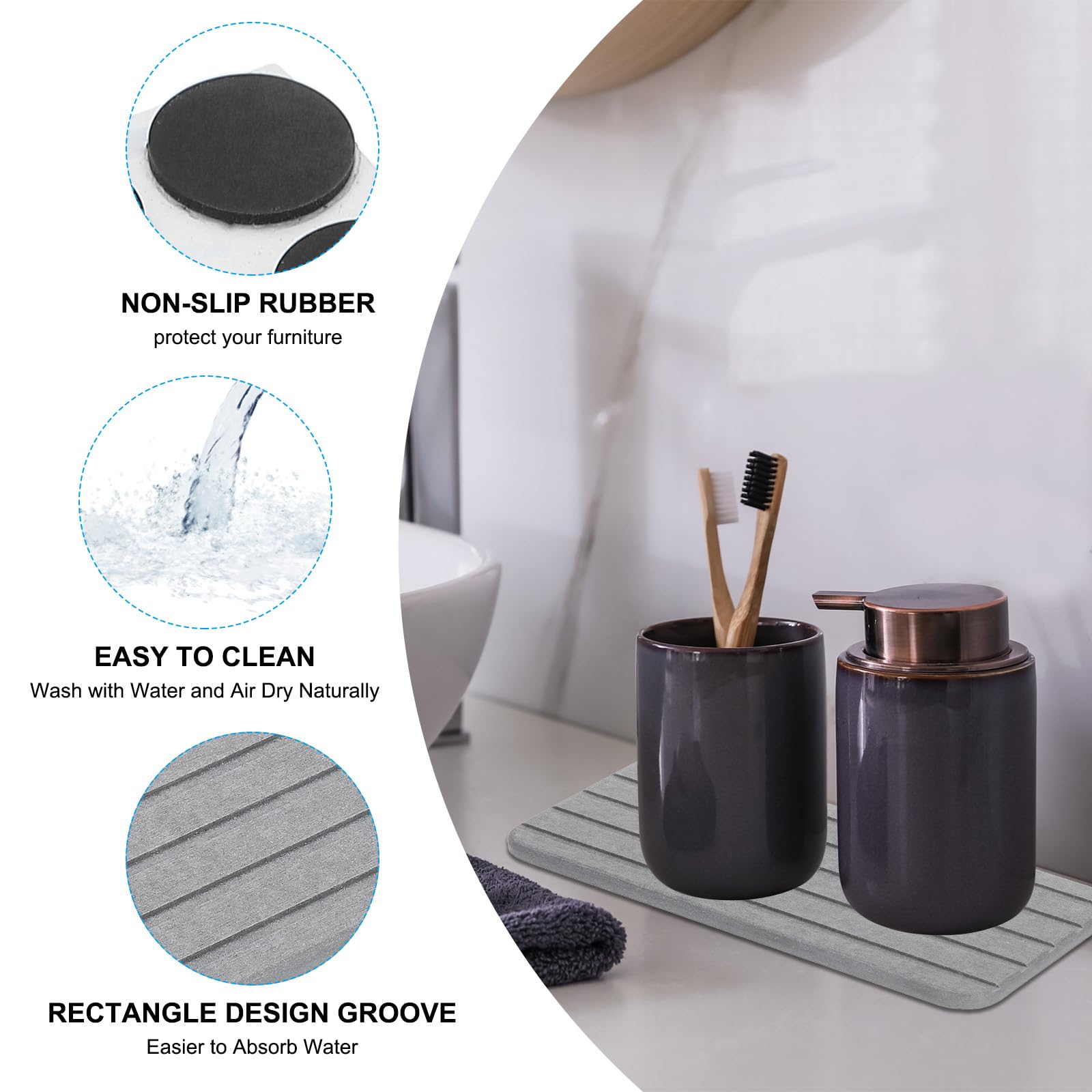 PATIKIL Square Water Absorbent Diatomite Coasters 11.8x3.1inch - Image 3