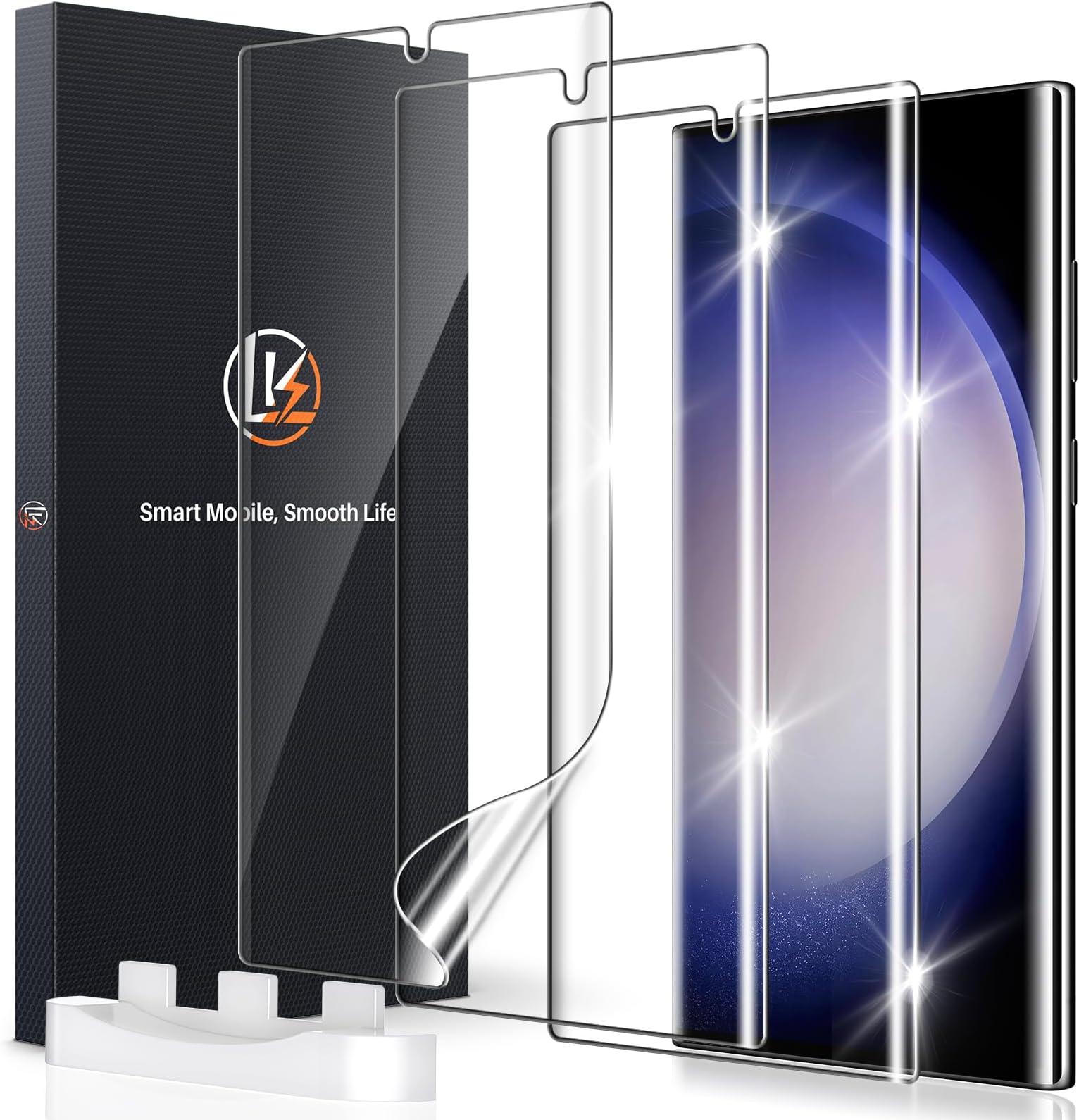 LK 3 Pack for Samsung Galaxy S23 Ultra Screen Protector [Not Glass] [Support Fingerprint Unlock] Touch Sensitive, Anti-Scratch 3D Curved Max Coverage Screen Protector for Samsung Galaxy S23 Ultra