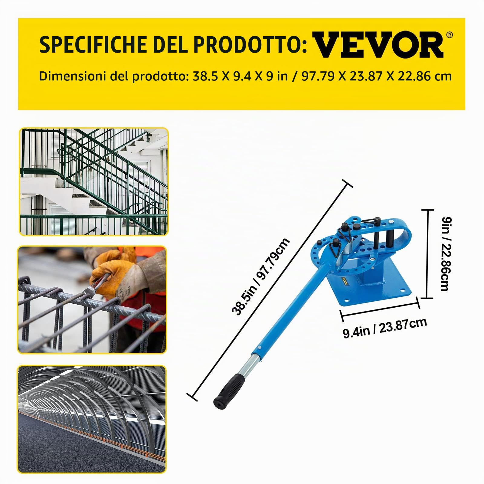 VEVOR Macchina Piegatubi Manuale YP-9 Compatta da Banco Compatta 7 Matrici 1-3 Pollice Tubo per Montaggio in Metallo Asta per Tubi