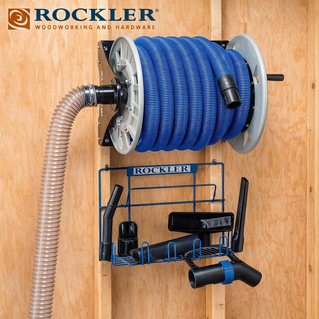 Rockler Wall Mount Vacuum Hose Reel Holds 40 ft 1-12 Inch Hose | Vacuum Hose Reel Organized Hose Storage Wall Mount Reel Holds 40 ft Hose Space-Saving Design product thumbnail 8