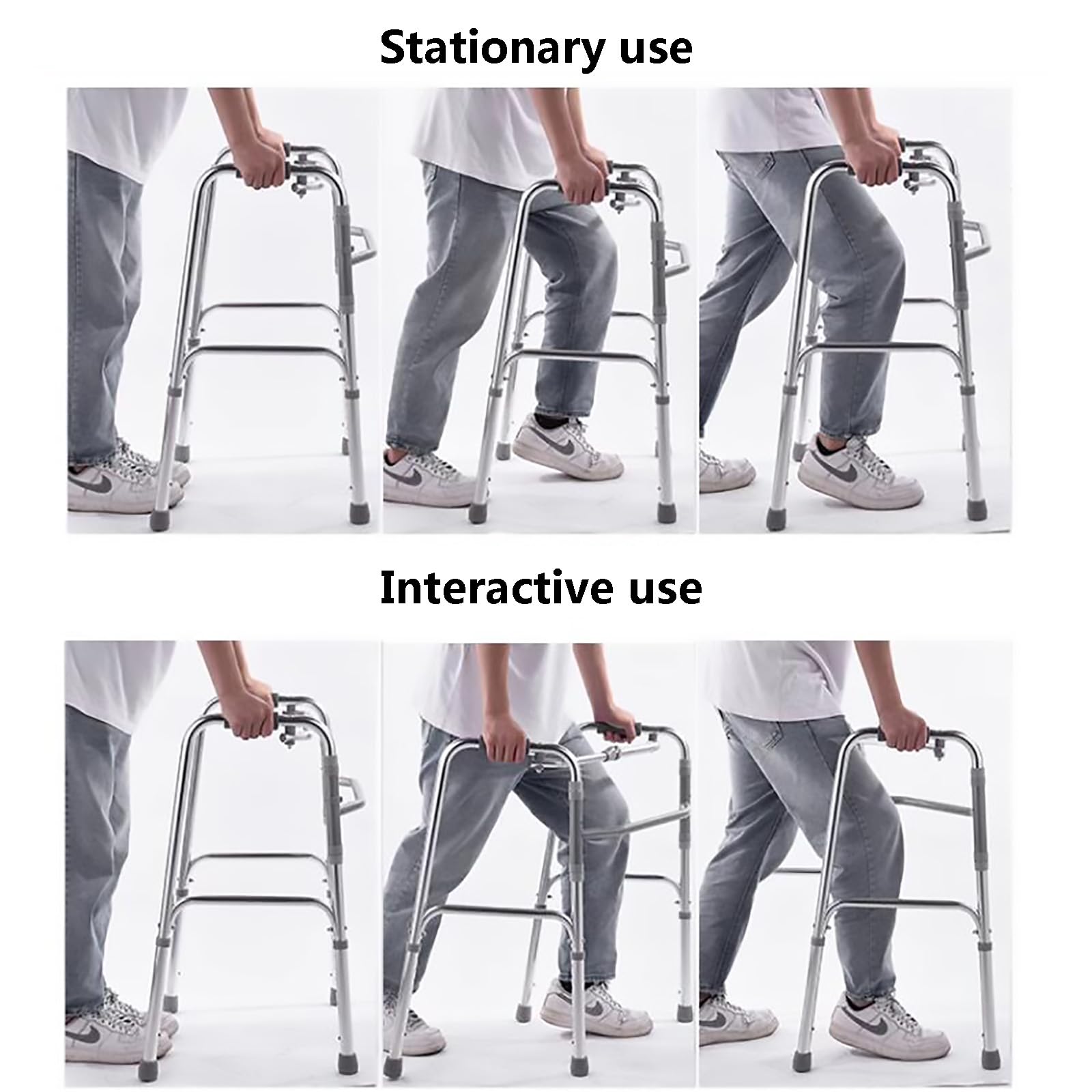 Mobility Aid Seniorów, Lekka Składana Mobilność Walker, Rama Chodząca 8 Regulowana Wysokość, dla Osób Starszych i Niepełnosprawnych, dla Osób Krótkich Srednich i Wysokich