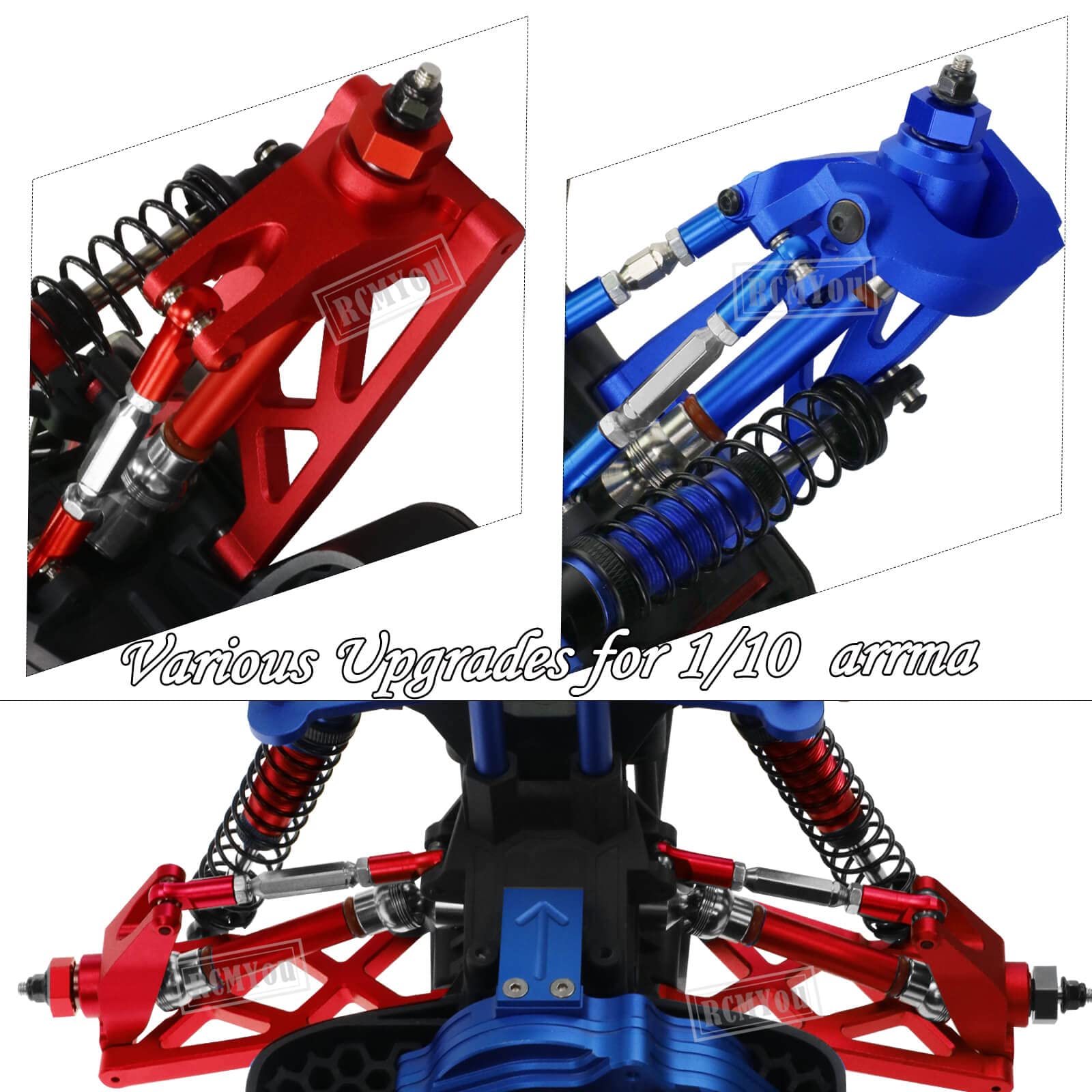 Aluminum Gearbox Covers & Shock Tower Upgrades For Arrma 1/10 Big Rock, Granite, Senton 3S & 1/8 Typhon (Red)