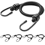 Aegero 24inch Bungee Cords with Hooks,5Pcs Heavy Duty Extra Strong Outdoor Elastic Rope,Multi-Purpose Elastic Bungee Straps for Luggage,Camping,Tarps,Bike Rack,Outdoor Tent,Weatherproof（Black）