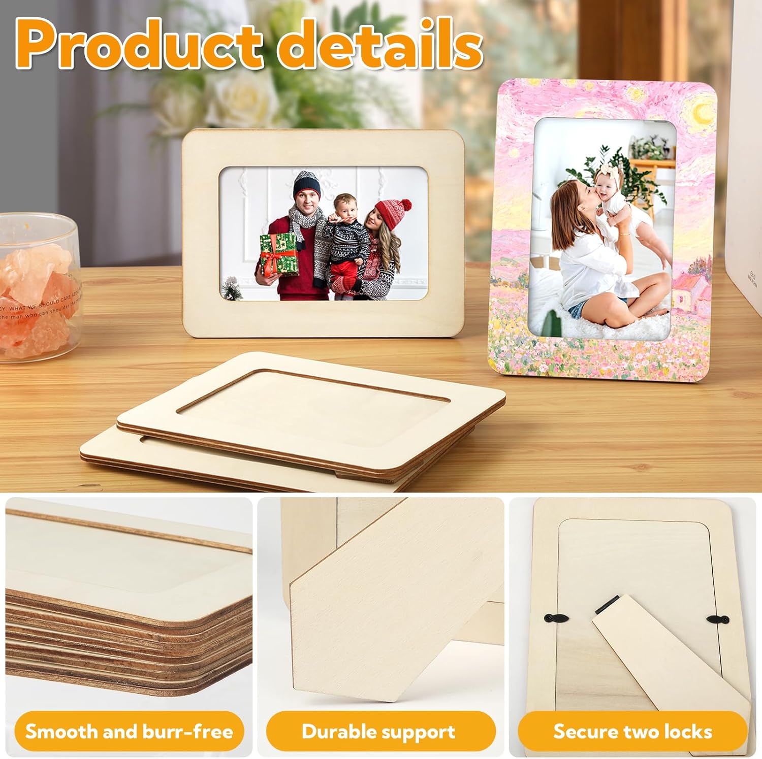 48 PCS Wooden Picture Frames for Crafts, 4" x 6" Picture Frame Bulk for Crafting,Unfinished Standing Photo Frames DIY Crafts Wood Decorate for Birthday Party Mother's Day Gifts