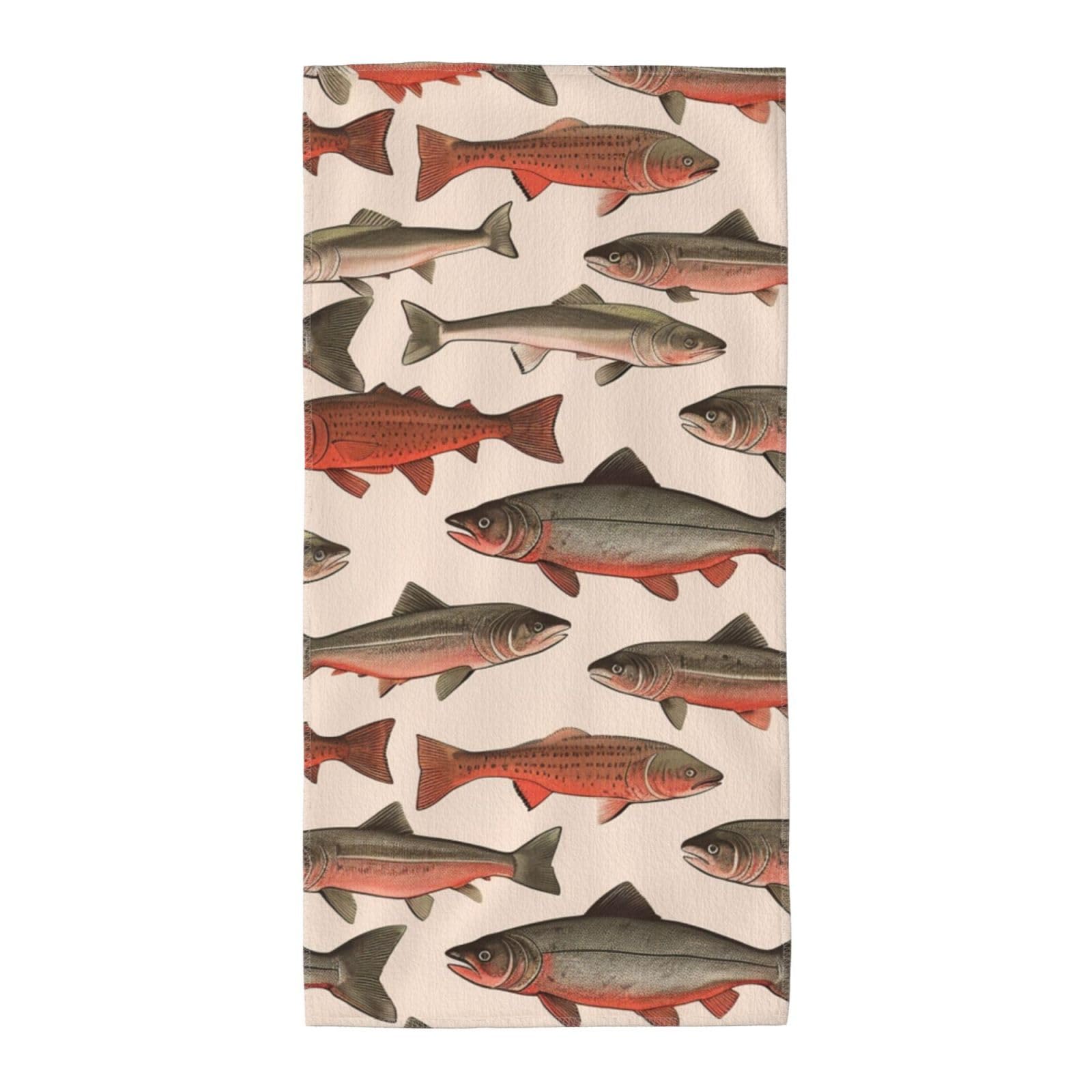 FekiLoot Absorbent Hand Towels 13.8"X27.5" Decorative Bathroom Towel Soft Microfiber Face Towel Salmon Dish Kitchen Towels for Bathroom Kitchen Hotel Spa Bath Towels