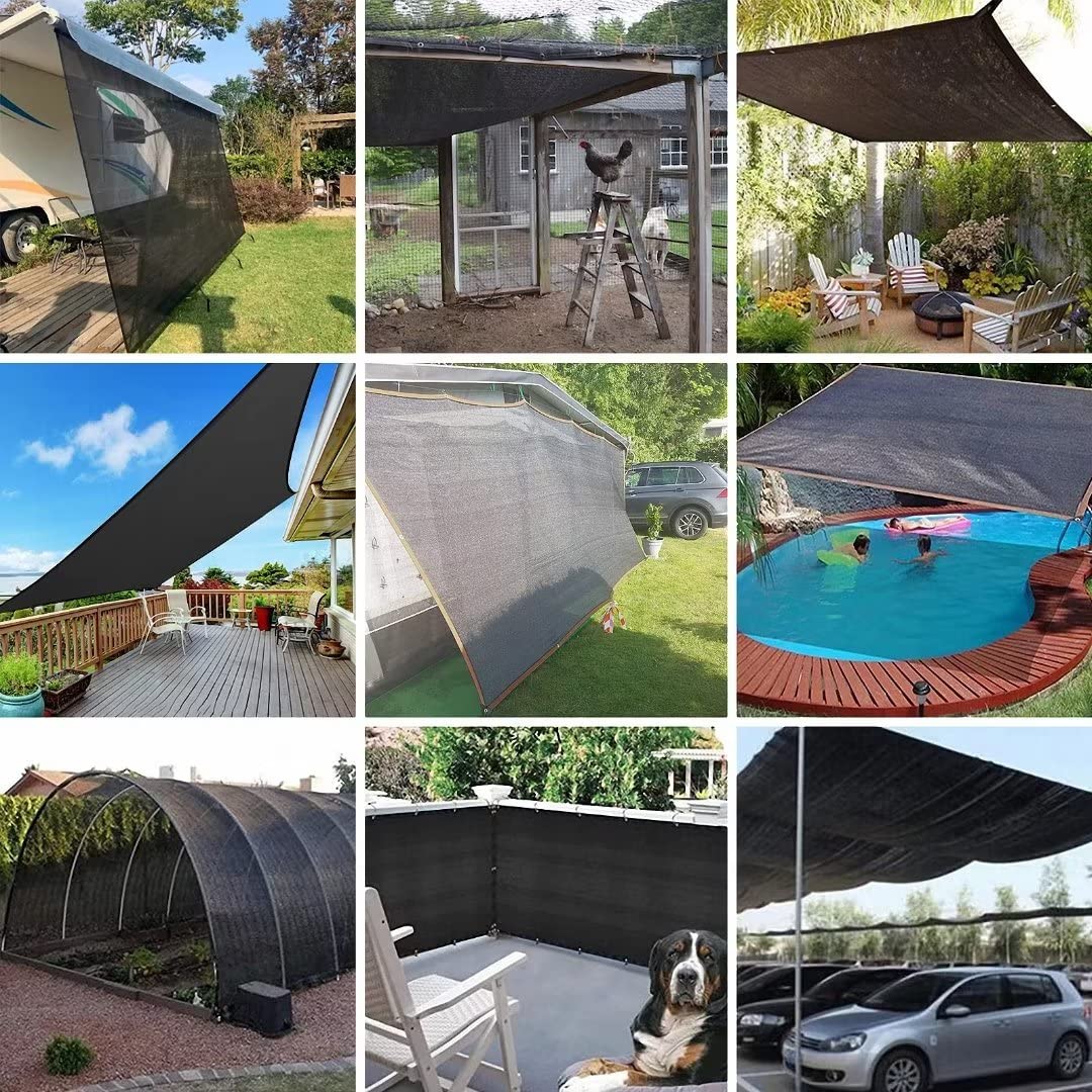 Rete Ombreggiante QOFLY 2x3m Nero Protezione Solare Telo Ombra Traspirante Anti-Età con Occhielli