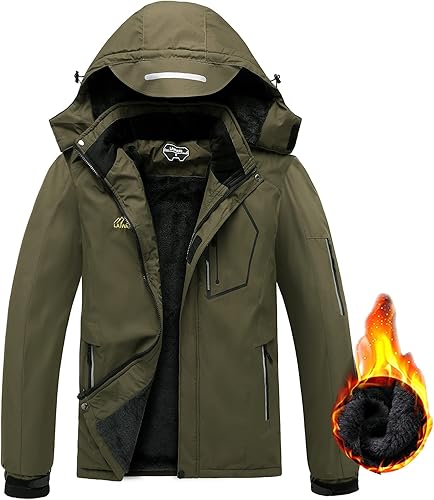 Chaqueta impermeable de esquí de montaña para hombre, resistente al viento, abrigo cálido con capucha para invierno