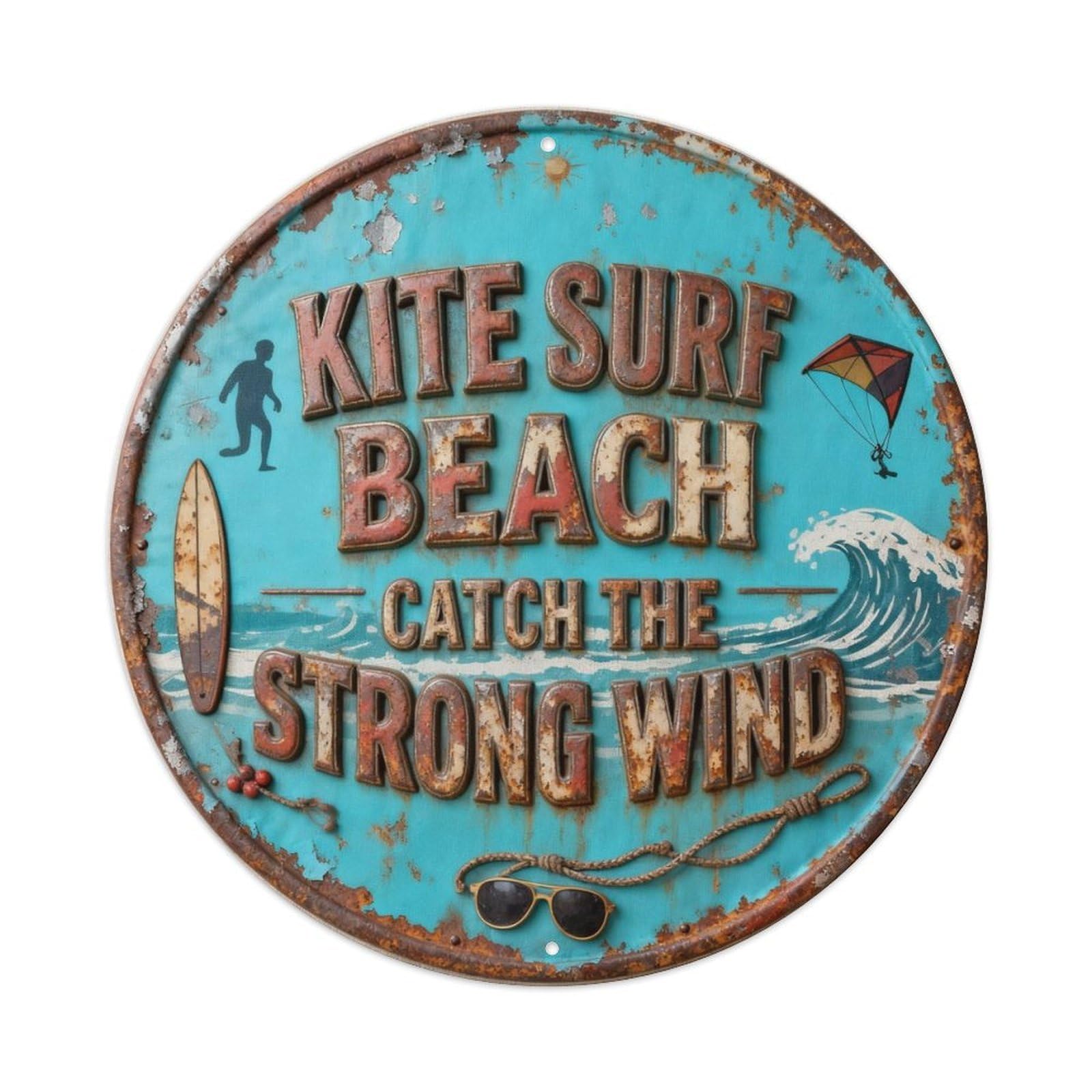 KITE SURF BEACH CATCH THE STRONG WIND Metal Tin Sign Plaque