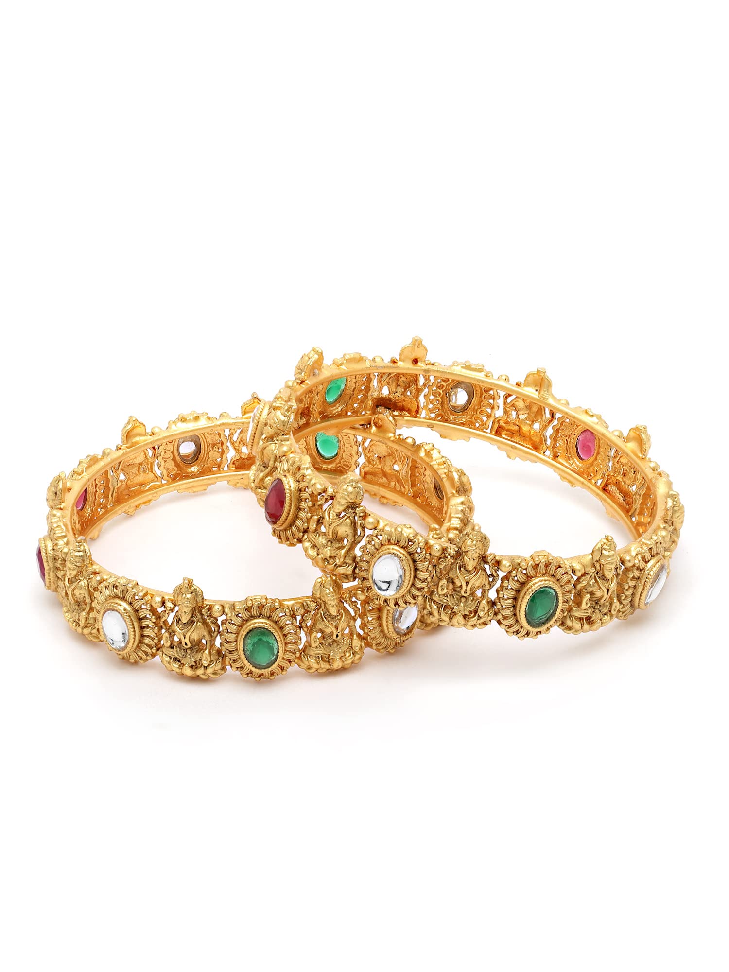 Karatcart Set of 2 Antique Gold Plated Mata Laxmi Rajwadi Temple Bangle for Women (B0B4K24MHW) Amazon Price History, Amazon Price Tracker