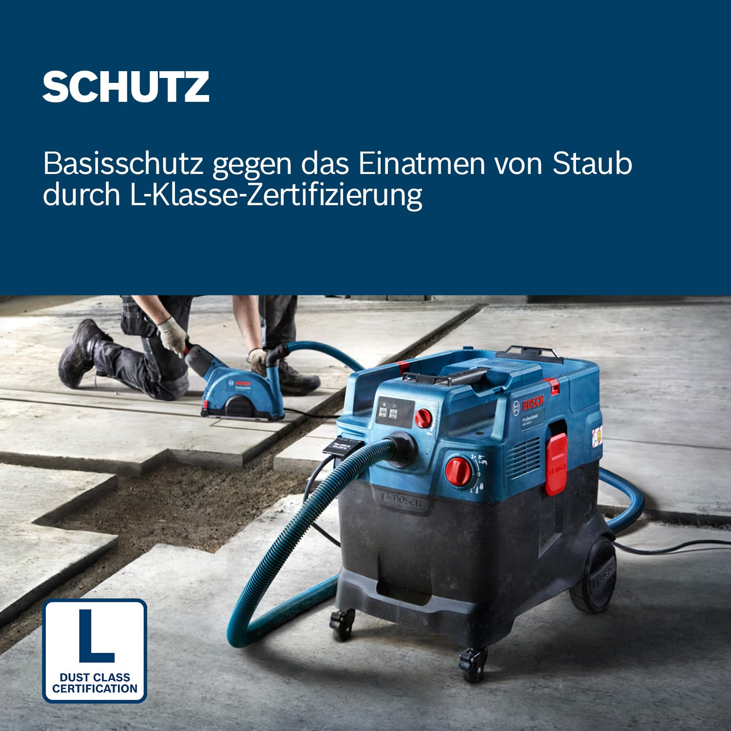 Bosch Professional Allessauger Gas 400 A (1200 W, automatische Filterreinigung (AFC), inkl. Hauptfilter, Schlauch, Werkzeugadapter, Krümmer, 2X Entsorgungssack)