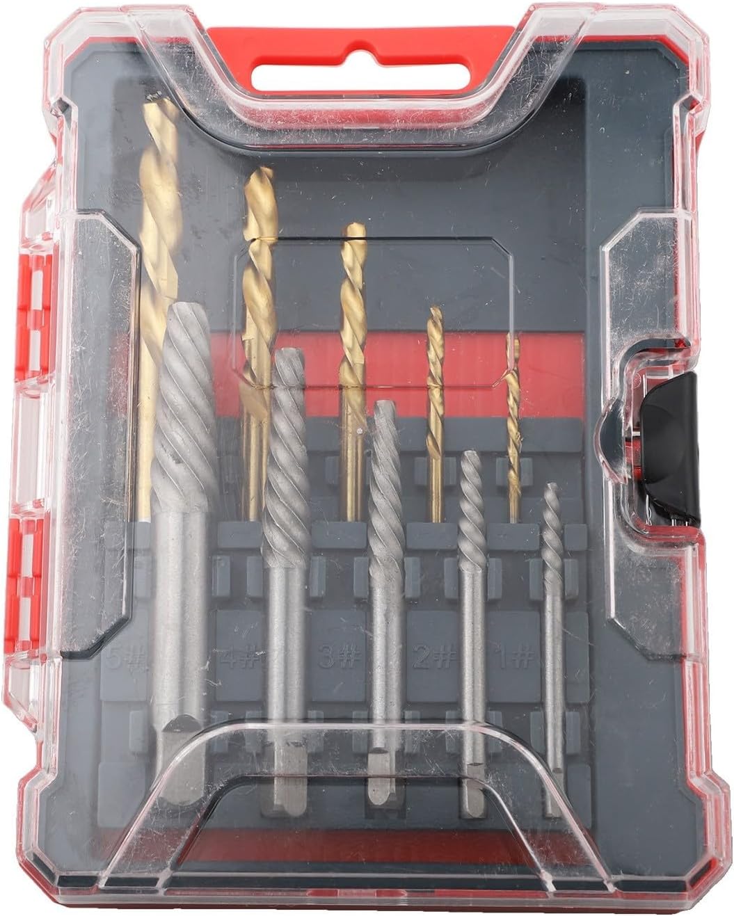 Screw Extractor Set with Spiral Flute Removers & HSS Drill Bits Broken, Damaged, or Stripped Screws – 5-Piece Extractors (1#–5#) + 5-Piece HSS Bits (3/32–5/16)