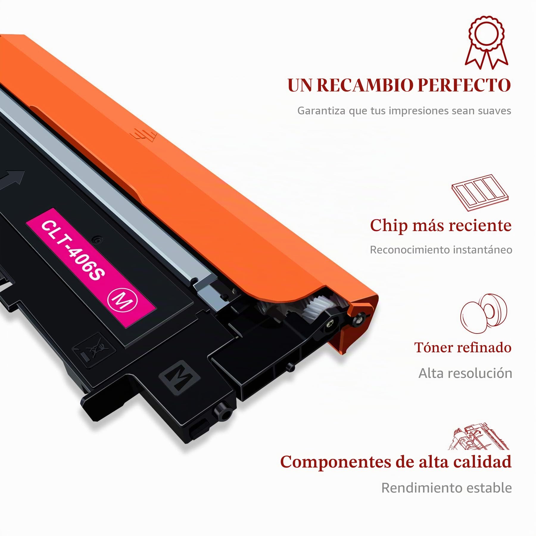 Toner Kingdom Compatible para Samsung y CLX CLT-P406C, CLT-K406S, CLP 365, Xpress C460W C460FW, C460, C410W, CLX 3300, 3305, 3305W, 360 (Pack de 4)