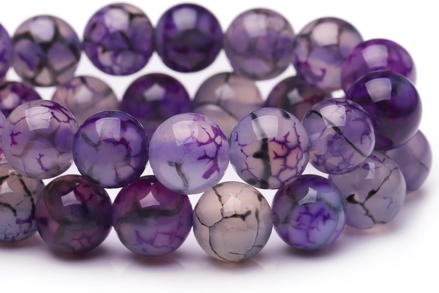 8mm Natural Stone Beads for Jewelry Making,Purple Dragon Vein Agate Polished Smooth Round Gemstone Beads for Bracelet Necklace 15 Inch - Image 3