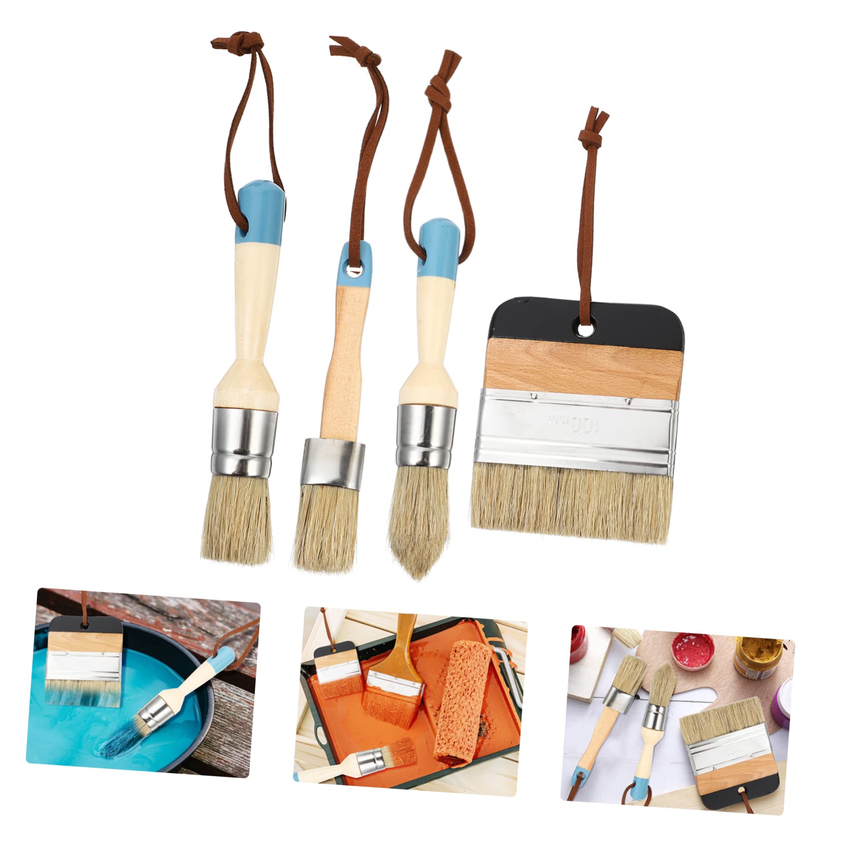 Pinceles para Pintar 4 Piezas 1 Pulgada Mango De Madera Conjunto Familiar Decoración del Hogar Pintura Manualidades Hogar Interior Verano