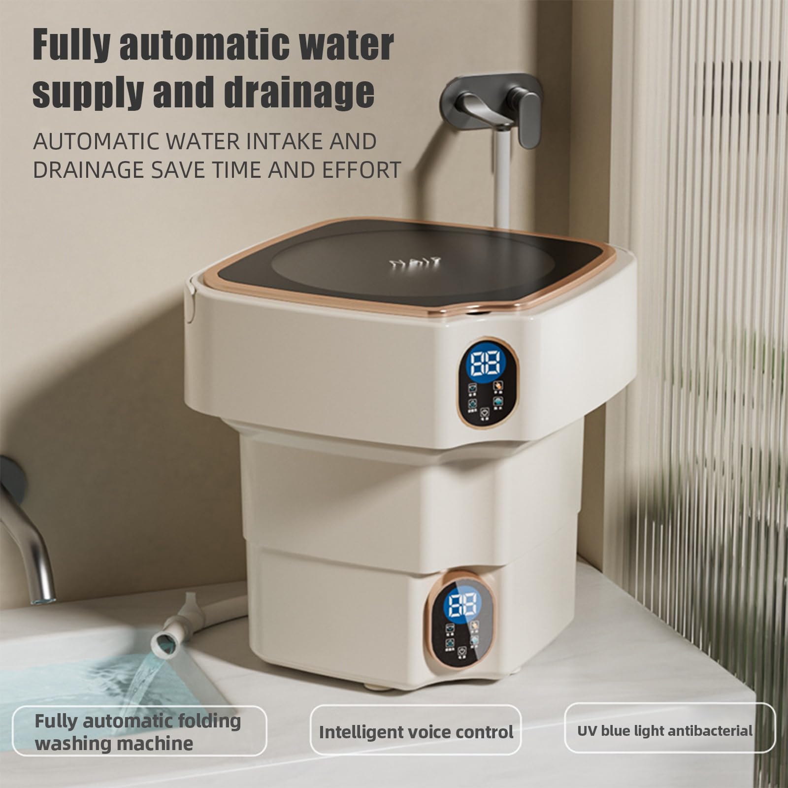 Lavatrice Portatile Adler AD 8051 con Centrifuga, Capacit 3 kg, Lavaggio Rapido di 15 Minuti, Design Compatto e Leggero, Colore Blu e Bianco