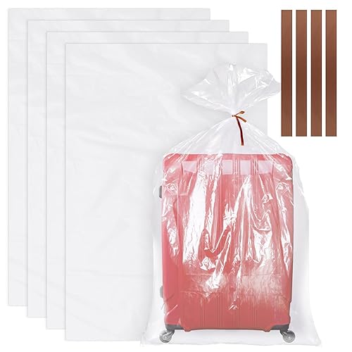 4 Pack Large Clear Plastic Bags, 40" x 60" Moistureproof